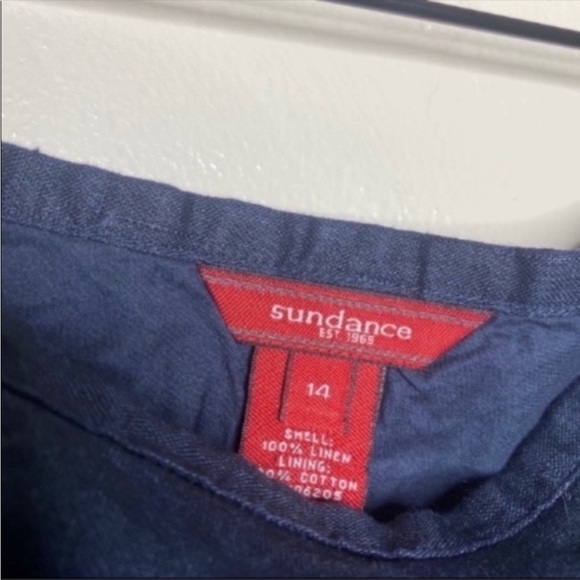 Sundance navy linen asymmetrical midi skirt size 14 - Picture 4 of 5
